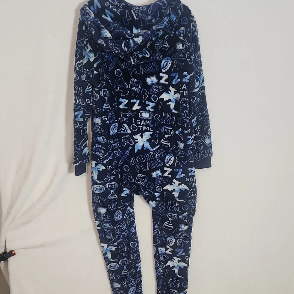 Cat & Jack Blue Game time Graphic One Piece zip up size S - 6/7 NWOT - Picture 3 of 7